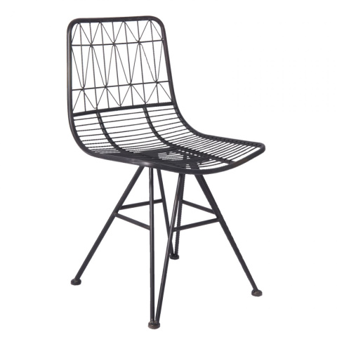 Metalowe krzesło ażurowe czarne loft / industrial
