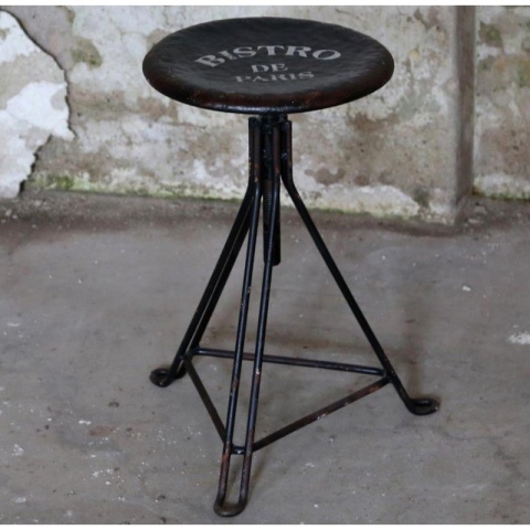 Industrialny metalowy postarzany stołek barowy