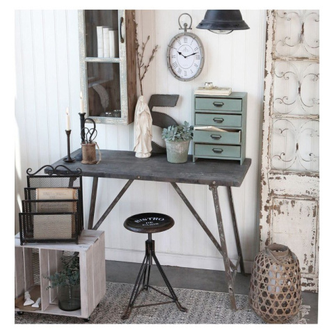 Industrialny metalowy postarzany stołek barowy