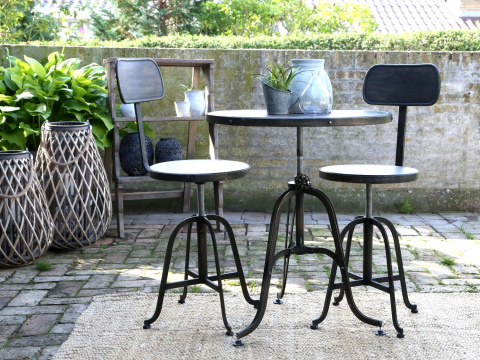 Metalowe czarne krzesło industrialne Factory Chic Antique