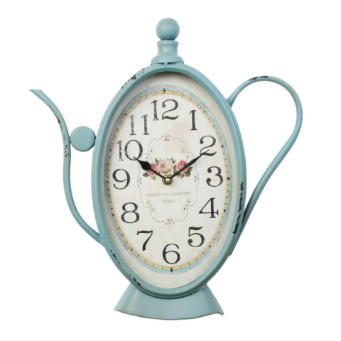 Niebieski zegar stołowy imbryk vintage