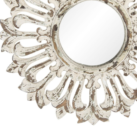 Ozdobne postarzane drewniane lustro ścienne vintage