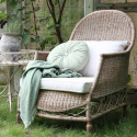 Rattanowy fotel z poduszkami w stylu hampton Chic Antique