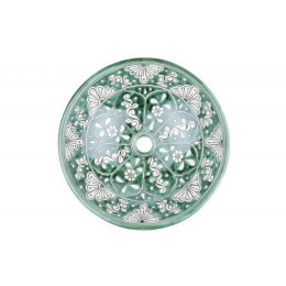 Zielona meksykańska umywalka ceramiczna rekodzieło