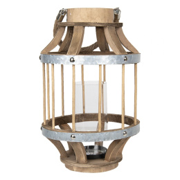 Drewniany lampion latarnia loft Clayre & Eef S