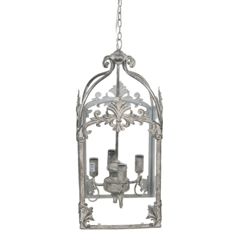 Szara przecierana lampa wisząca vintage Clayre & Eef