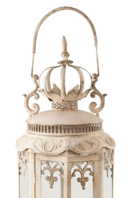 Ozdobny biały lampion postarzana latarenka prowansalska