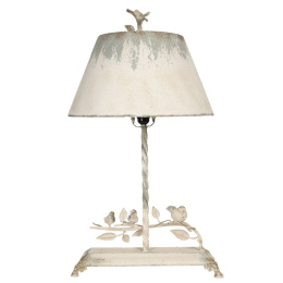 Biała postarzana lampa stołowa z przetarciami vintage