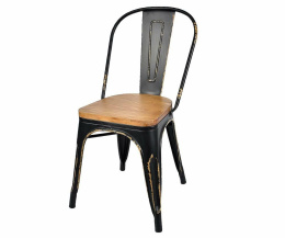 Przecierane czarne krzesło loftowe SPRING Belldeco