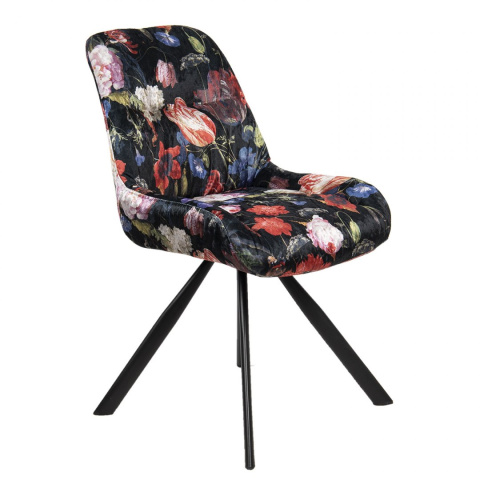 Tapicerowane krzesło w kwiaty lata 60-te