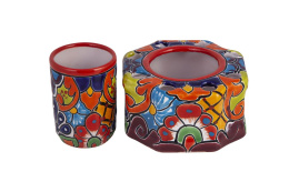 Ceramiczny kolorowy zestaw łazienkowy z Meksyku E