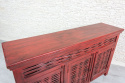 Indyjska czerwona komoda drewniana z bambusowym frontem