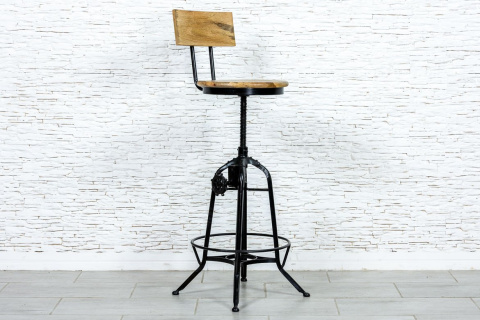 Indyjski hoker industrialny z oparciem metal i drewno