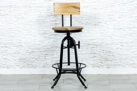 Indyjski hoker industrialny z oparciem metal i drewno