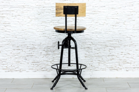 Indyjski hoker industrialny z oparciem metal i drewno