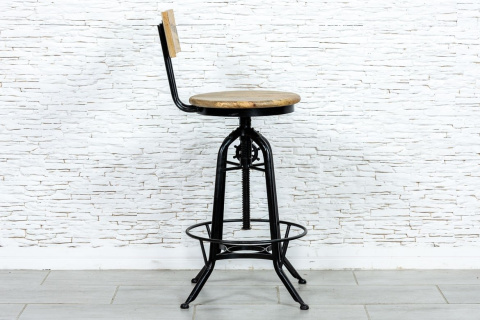 Indyjski hoker industrialny z oparciem metal i drewno