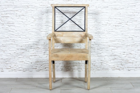 Indyjskie drewniane duże krzesło z podłokietnikami