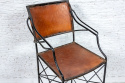 Indyjskie industrialne krzesło barowe skóra i metal