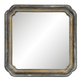 Kwadratowe lustro ścienne vintage w drewnianej ramie