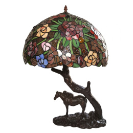 Piękna lampa stołowa witrażowa w kwiaty TIFFANY