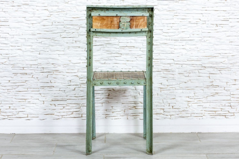 Designerskie miętowe krzesło indyjskie recykling