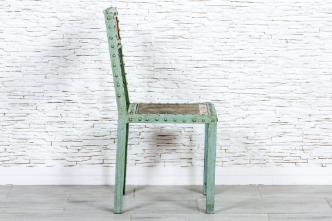 Designerskie miętowe krzesło indyjskie recykling