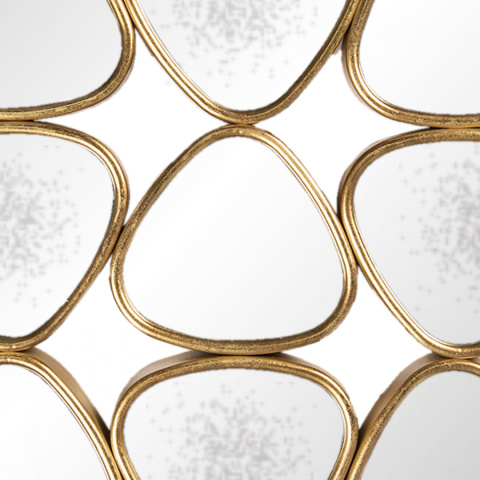 Designerskie złote lustro dzielone w stylu retro