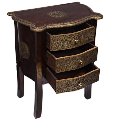 Indyjska komoda szafka zdobiona mosiądzem orient