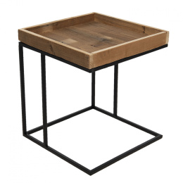 Loftowy stolik z rantem drewno i metal Clayre & Eef
