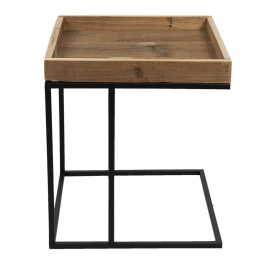 Loftowy stolik z rantem drewno i metal Clayre & Eef