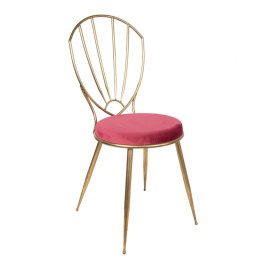 Metalowe krzesło glamour z czerwonym siedziskiem