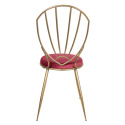 Metalowe krzesło glamour z czerwonym siedziskiem