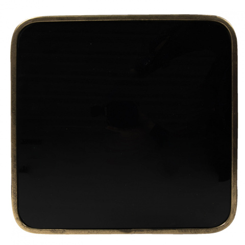 Postarzany stolik kwadratowy na metalowej nodze vintage