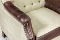 Indyjski fotel pikowany skórzano-płócienny vintage