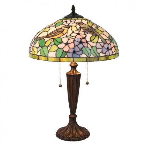 Piękna witrażowa lampa stołowa w kwiaty TIFFANY
