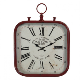 Postarzany czerwony zegar ścienny vintage