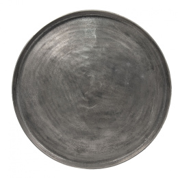 Aluminiowy okrągły stolik kawowy ze srebrnym blatem