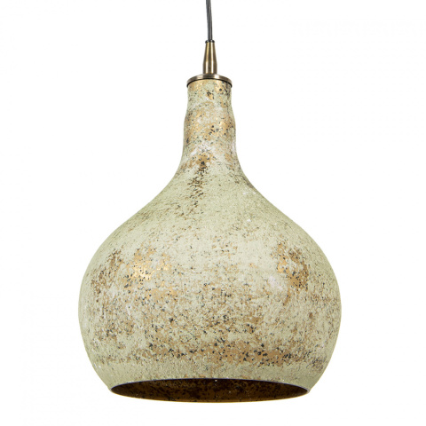 Pękata lampa wisząca z barwionego szkła postarzana