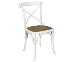 Białe krzesło z rattanowym siedziskiem BARI 1 Belldeco