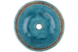Turkusowa umywalka ceramiczna z koronką