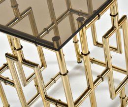 Złoty stolik z rurek ze szklanym blatem Deluxe Gold 3B Belldeco
