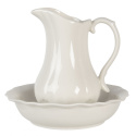 Biały ceramiczny dzban łazienkowy z misą Clayre & Eef