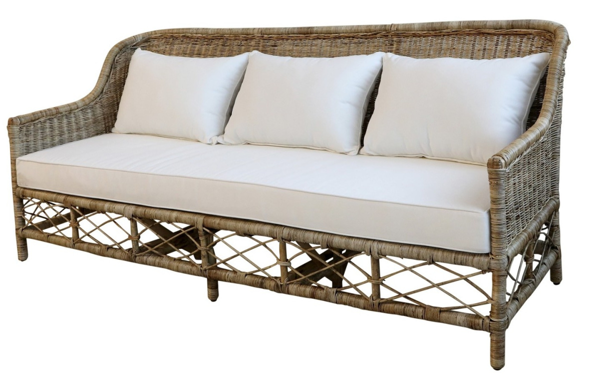 Duża rattanowa sofa z poduszkami NANTES Chic Antique