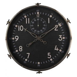 Duży czarny zegar ścienny industrialny Clayre & Eef