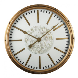 Duży zegar ścienny metalowy kolor miedziany