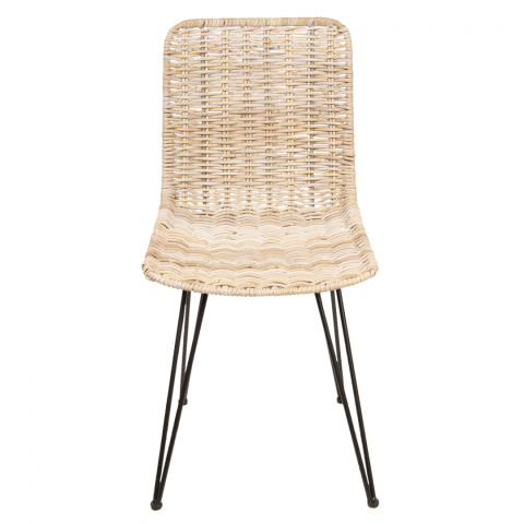 Rattanowe krzesło boho na metalowych nóżkach