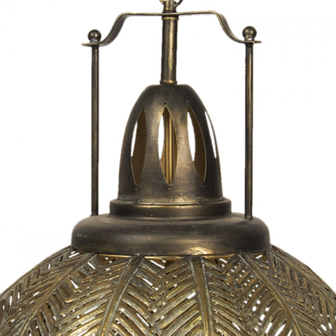 Kulista duża lampa wisząca z liśćmi stare złoto 2