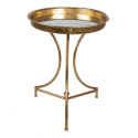 Okrągły złoty stolik z lustrzanym blatem Clayre & Eef