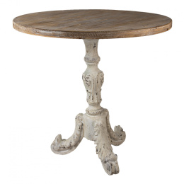 Okrągły postarzany stolik drewniany vintage Clayre & Eef