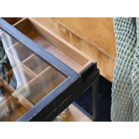 Stolik vinatge z przegródkami i szklanym blatem Chic Antique A